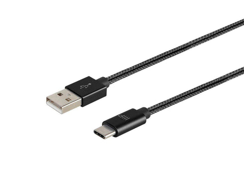 Monoprice USB 2.0 Type-C to Type-A Cable - Fast Charge and Sync, Durable, Nylon-Braided Jacket, Up to 480Mbps, Aluminum Connectors, 10 Feet, Black...