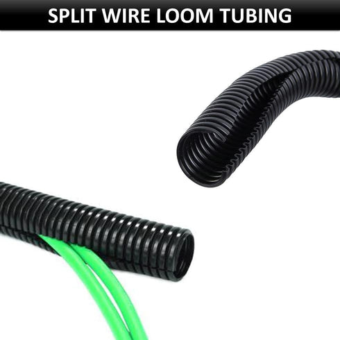 Kable Kontrol Split Wire Loom Tubing 1/4” Inch 10 Ft Long – Black Wire Conduit Cover for Cords - Corrugated Tubing and Protector for Automotive Wi...