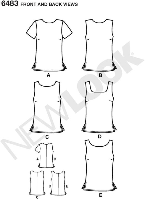 New Look Sewing Pattern 6483 Misses Tops, Size A (6-8-10-12-14-16)...