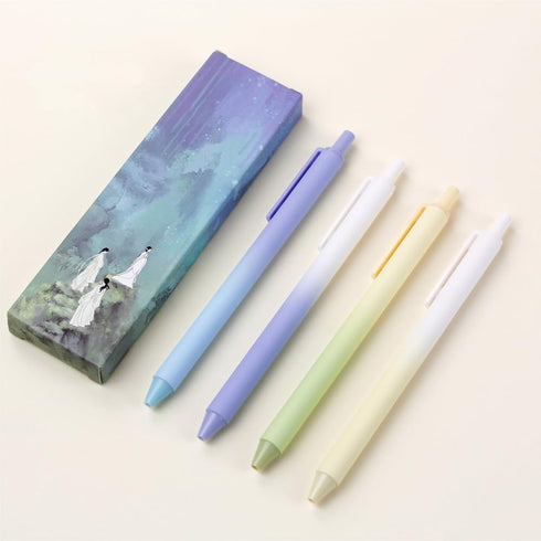 Retractable Gel Pens,8ct Black Ink 0.5mm Fine Point Pens Comfort Grip Smooth Writing Pens with Aesthetic Gradient Color Barrel for Journaling Note...
