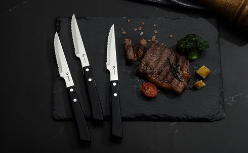 Steak Knives, Steak Knife Set of 6, German Stainless Steel Steak Knife Serrated...