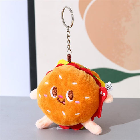 Cute Cartoon French Fries Hamburger Hot Dog Drumstick Plush Keychain Backpack Bookbag Charms Accessories...