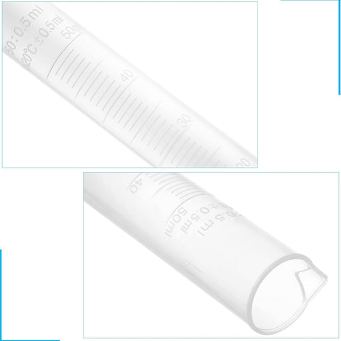 20 Pack 50 ml Graduated Cylinder Set Plastic Graduated Cylinder for Hydrometer Test Tubes Clear Lab Cylinders with Raised Marking & Spout Measurin...