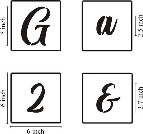 5 Inch Alphabet Letter Stencils for Painting - 70 Pack Letter and Number Stencil Templates with Signs for Painting on Wood, Reusable Alphabet Lett...