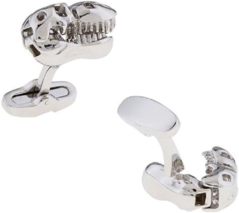 Dinosaur Tyrannosaurus Rex Fossil Head Really Moves Working Jaw Pair Cufflinks in Presentation Gift Box & Polish Cloth...