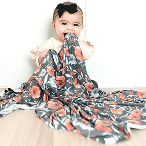 Floral Swaddle Blanket, Receiving Blankets Girl, Flower Swaddling Blanket, Pacifier Clip, Baby Swaddle Registry, Newborn Wrap Soft Snug Strethey B...