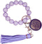 Fuqimanman2020 MAMA Key Chain Bracelet Wooden Bead PU Tassel Key Ring Unique Bangle Accessory for Mom Mother’s Day Gift...