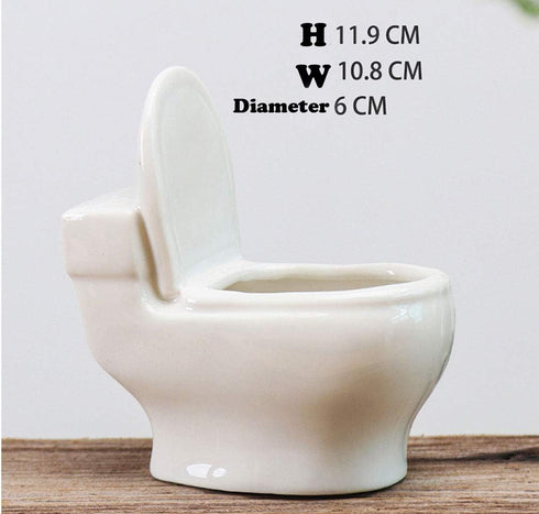 Ceramic White Toilet Plant Pot/Bonsai Pot/Flower Pot/Succulent Planter 4.6" Ideal Gifts for Women, Mom or Birthdays...