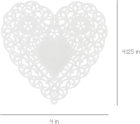 Hygloss Heart Doilies - 100 Pcs -4-Inch White Paper Heart Shaped Doilies for Valentines Crafts, Table Settings - Ideal for Valentine Doily...