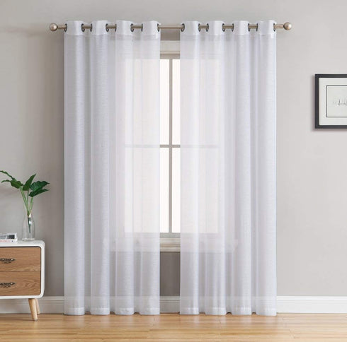 HLC.ME White Sheer Curtains 72 inches Long - 2 Panels Semi Sheer Voile Window Curtain Drapes Grommet Panels for Bedroom, Living Room & Kids Room (...