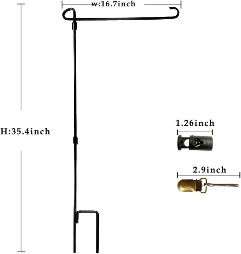 Garden Flag Stand Iron Garden Flag Pole 36.5x16.5 inch with 2 Flag Stopper and 1 Tiger Clip Garden flag stake for Outdoor Decorate Garden Yard...