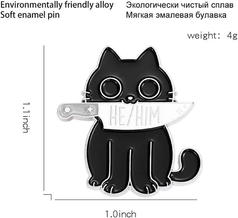 LGBTQ Pin Black Cat with Knife Enamel Pin Cute Animal Enamel Brooch Pin for Jackets Backpacks...