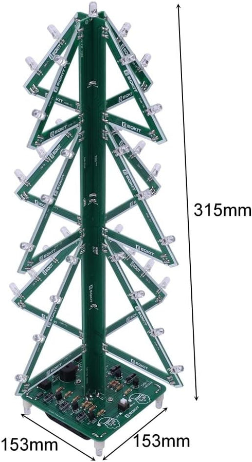 MiOYOOW 3D RGB Christmas Tree Led DIY Kits, Music Flashing Christmas Tree LED Circuit Electronic Assemble Funny Kits with 37 LED for Welding Pract...