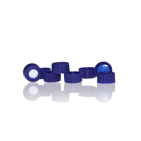 HPLC Pre-slit 9-425 Screw Thread Vial Blue Caps, 9mm, Blue PTFE/White Silicone Septa, 100 pcs/pk...
