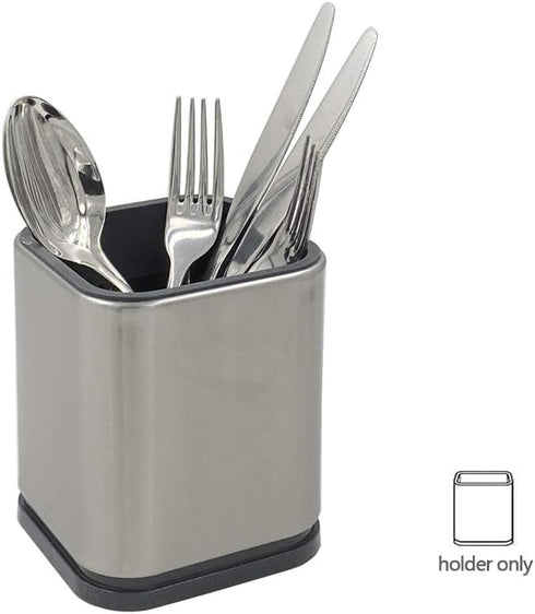 Flatware Holder Stainless Steel Small Utensil Crock - 4.6 Tall...