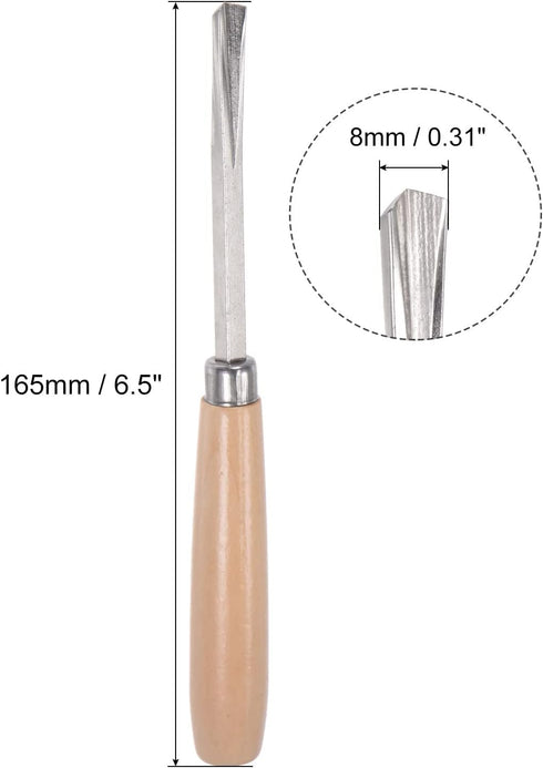uxcell Wood Chisels Carving Knife, 10mm Chrome Plated 45# Carbon Steel Triangle Tip Woodworking Hand Tool Graver 165mm (6.5-Inch) Length...