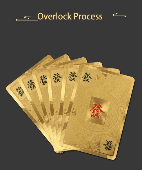 Mahjong Cards Golden Playing Cards Chinese Mah Jongg 2024 American Handheld Majhong Games PVC Waterproof Durable Portable Poker Cards Set with 2 D...