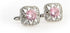 Pink Crystal Square Round Pair Cufflinks in Presentation Gift Box & Polishing Cloth...