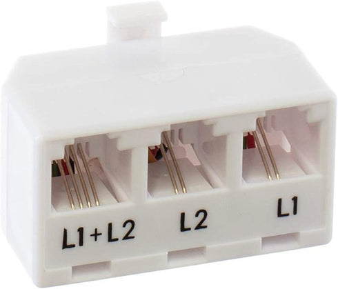 THE CIMPLE CO 2 Pack, White - 2 Line Phone Splitter - 3 Way Telephone Divider (1, 2, and Twin Lines) with RJ11 Keystone Jack - Adapter - 2 Pieces,...