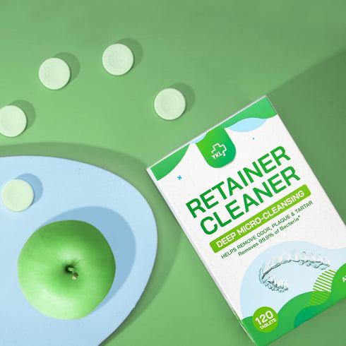 Retainer Cleaner & Denture Cleaning Tablets for Mouth Guard Cleaner, Fresh Apple Flavor (120 Count?...