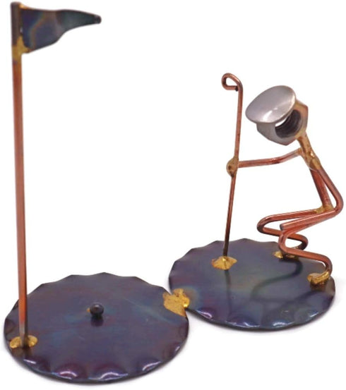 Golf Short Putt Man Collectible Handmade Metal Art Figurine, Desk Accessories, Trophy, Boss Gift, Office Décor, Business Professional, Golfing...