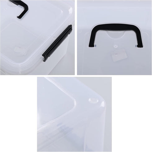 4-Pack 10.5 Quart Clear Latch Storage Box with Lid, Plastic Storage Latch Bin...