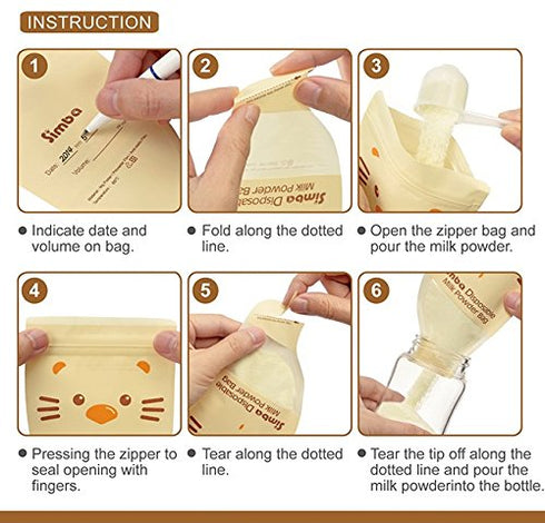 Simba Disposable Formula/Milk Powder Bag (12 oz, 2 packs, total 24 bags)...
