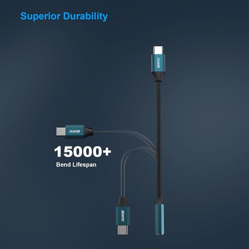 BENFEI USB C to Audio Jack Adapter with DAC chipset, USB-C to 3.5mm Female Headphone Compatible with iPhone 15 Pro Max/15 Pro/15, Samsung Galaxy S...