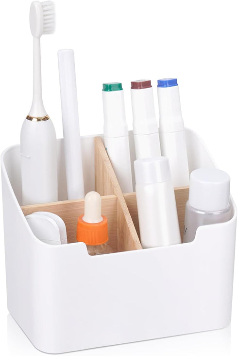 Toothbrush Holders for Bathrooms,Electric Toothbrush and Toothpaste Holder with Divider for Bathroom Countertop Organizer,Toothbrush Caddy for Kid...