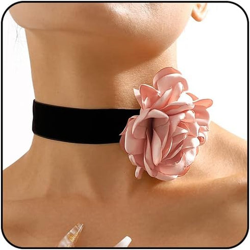Flower Choker Necklaces for Women Rose Choker Black Velvet Choker Necklace Rosette Camellia Daisy Floral Choker Necklace Black White Flower Choker...
