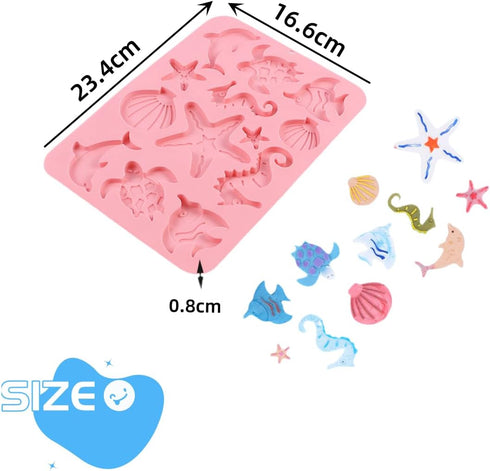 2 Pcs Silicone Fondant Mold Marine Theme Molds Seashell Starfish Soap Molds Cake Mold for Mermaid Theme Cake Decoration Baking Tools Party Decor...