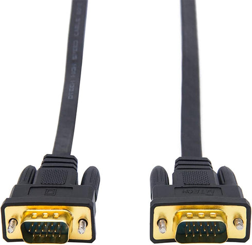 DTech 5M Ultra Thin Flat Type Computer Monitor VGA Cable Standard 15 Pin Male to Male Connector SVGA Wire 16 Feet - Black...