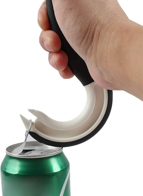Easy Open Ring Pull Can Opener, Ergonomic Can Ring-Pull Helper J Shape Ring Pull Can Opener Ring Hook Pulling Jar Opener Manual Ring-Pull Cans Lid...