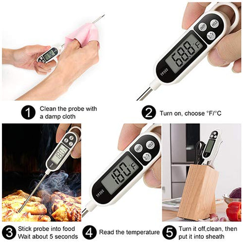 Digital Instant Read Meat Thermometer Kitchen Cooking Food Candy Thermometer for Oil Deep Fry BBQ Grill Smoker Thermometer by AikTryee...