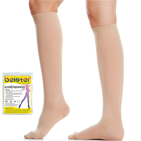 Beister Closed Toe Knee High Calf Compression socks for Women & Men, Firm 20-30 mmHg Graduated Support for Varicose Veins, Edema, Flight, Pregnanc...