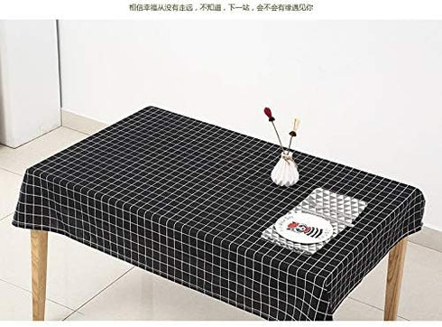 Bringsine Fashion Classic Rectangular Cotton Linen Table Cloth Black Check Tablecloth Vintage Dinner Picnic Home Deco(Square, 36 X 36 Inch)...