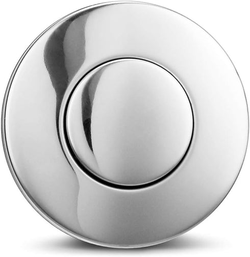 Air Activated Switch Button with Air Hose, Sink Top Stainless Steel Polished Push Button for Food Waste Garbage Disposal Part (LONG, 2.5 Inch)...