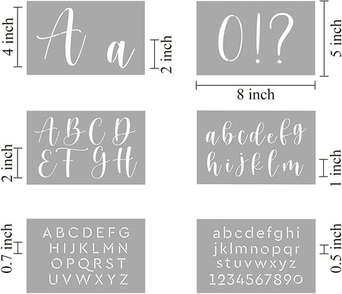 Letter Stencils for Painting on Wood - 46 Pack Large Alphabet Stencil Templates with Numbers and Signs, Reusable Letters and Numbers Stencils in 4...