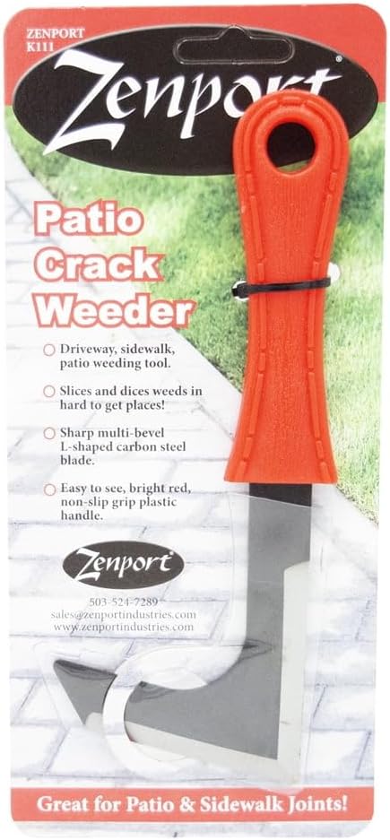 Zenport K111 Crack Weeder, Driveway, Side-Walk Weeding Tool, Carbon Steel, L-Shape Blade, Orange...