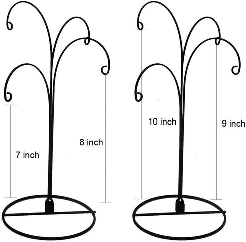 HOHIYA Ornament Display Stand Holder Christmas Hanger Hook Dog Cat Glass Ball Bauble 4 Arms 12inch Black 2 Pcs Taiwan Made...