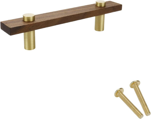 Brass Wood Cabinet Handle,Square Walnut Wood Handle,150mm/5.91" Length,96mm/3.78" Hole Distance,2pcs...