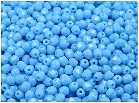 SCARA 600 pcs Czech Glass Beads 0.16 inch (4mm), Bracelet Making Kit, Beads for Bracelets, Bead Kit, Beads for Jewelry Making, Opaque Turquoise Bl...