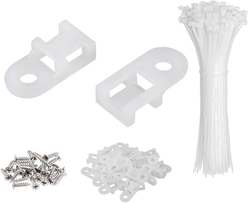 60 Set Cable Zip Tie Mounts Kit with 6" Zip Ties, White Cable Tie Base and Tapping Screw - Wire Cable Clips Organizer Holders Clamps...
