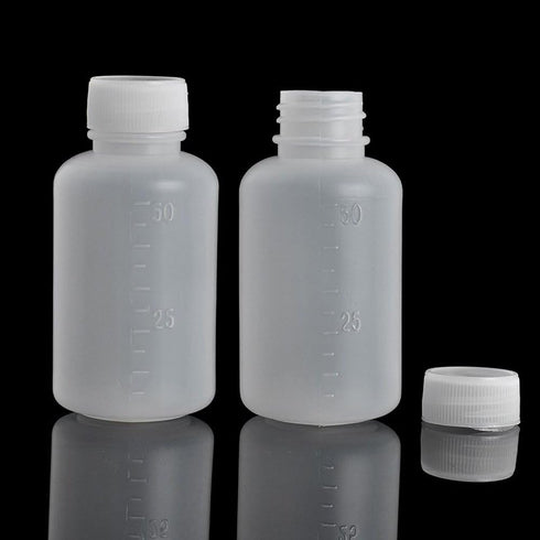 50Pcs 50ml PE Plastic Empty Small Mouth Graduated Lab Chemical Container Reagent Bottle Sample Sealing Liquid Medicine Bottles, Plastic Bottles, S...
