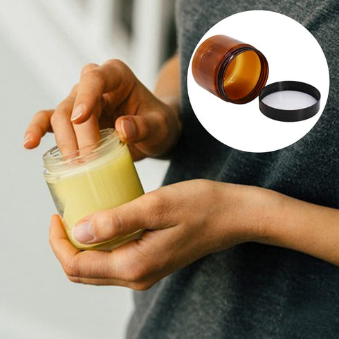 4oz Plastic Jars with Lids 4 oz Amber Plastic Containers with Lids + 20g Sample Containers (Set of 24) Airtight Container for Lip Scrub, Body Butt...