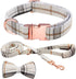 Plaid Dog Collar Leash Set with Bow Tie Adjustable Cute Puppy Collar with Durable Metal Buckle Girls Boys Dog Collar for Small Medium Large Dogs O...