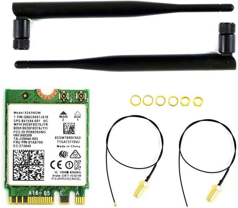 Wireless-AC8265 Dual Mode AC8265 Wireless NIC Module for Jetson Nano Developer Kit M.2 NGFF Support 2.4GHz / 5GHz 300Mbps / 867Mbps Dual Band WiFi...