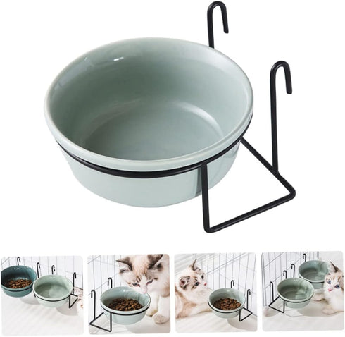 1 Set Hanging Pet Bowl Hanging Kennel Water Bowl Puppy Cages Pet Feeder Cat Accessories Dog Dish Food Bowl with Rack Raised Pet Bowl Pain Crate Ce...