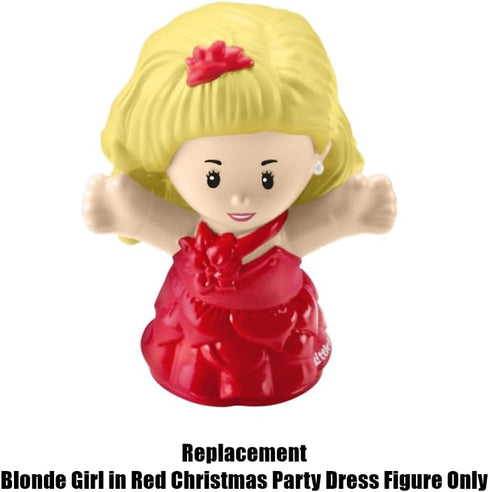 Mattel Replacement Part for Fisher-Price Little People Playset - HMK85 ~ Blonde Girl Wearing Red Christmas Party Dress Figure ~ Inspired by Barbie...