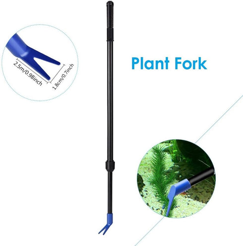 5 in 1 Aquarium/Fish Tank Cleaning Kit/Tool, Algae Scraper, Fish Net, Sponge, Plant Fork, Gravel Rake, Length Adjustable from 21 inches to 31 inch...